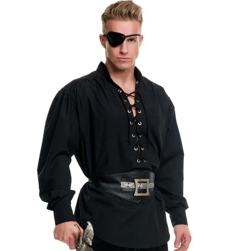 Black Lace-Up Pirate Shirt 4 Black Lace-Up Pirate Shirt - Image 2