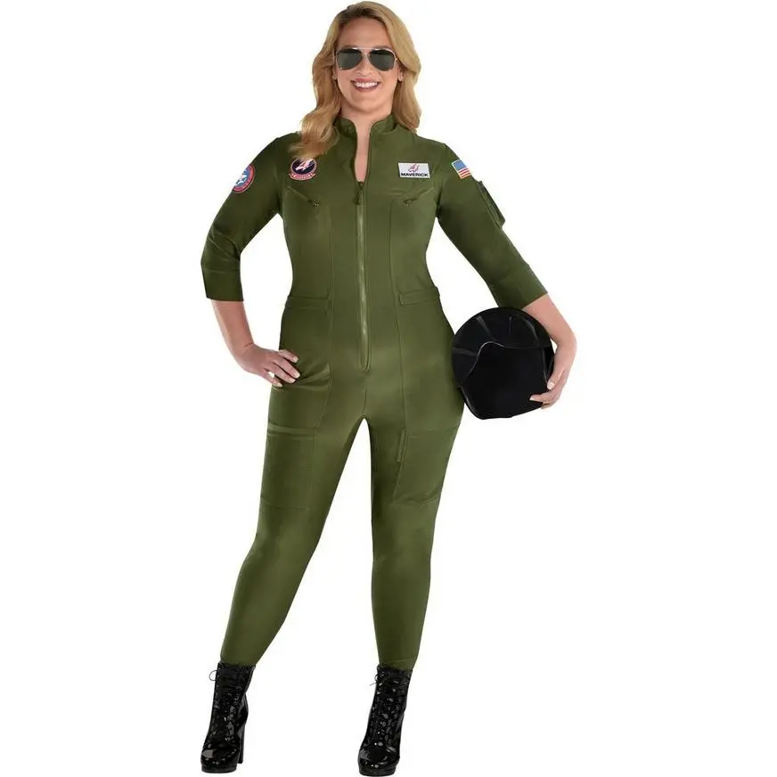 AMSCAN Womens Maverick Flight Suit Costume Plus Size - Top Gun 2 3 AMSCAN Womens Maverick Flight Suit Costume Plus Size - Top Gun 2