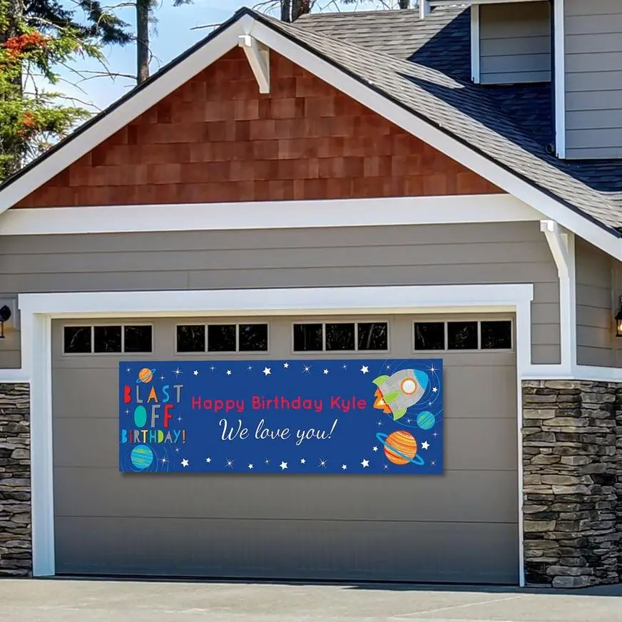 Custom Blast Off Birthday Horizontal Banner 3 Custom Blast Off Birthday Horizontal Banner