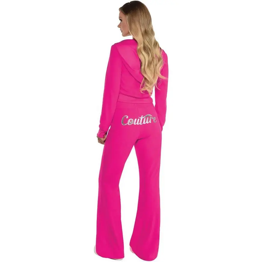 AMSCAN Adult Pink Couture Cutie Velour Tracksuit Costume 4 AMSCAN Adult Pink Couture Cutie Velour Tracksuit Costume - Image 2