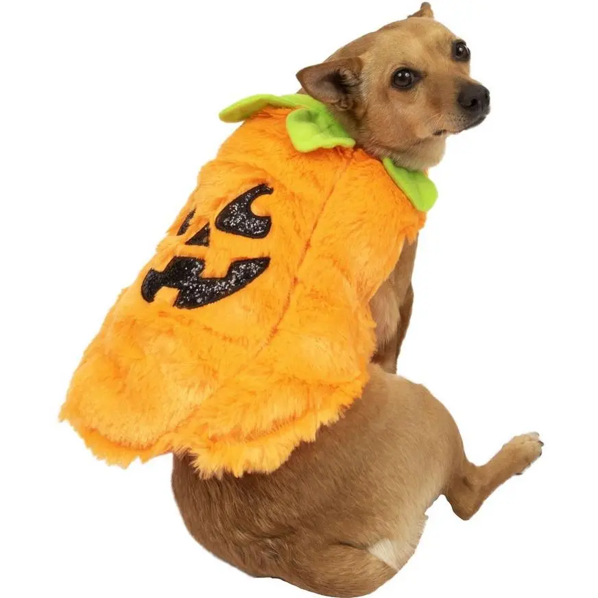 Fuzzy Halloween Pumpkin Costume For Dogs 3 Fuzzy Halloween Pumpkin Costume For Dogs