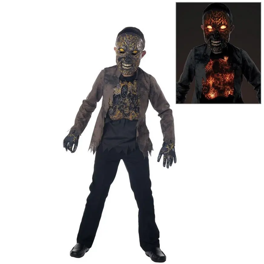 SEASONAL VISIONS INT'L LTD Kids' Light-Up Extreme Scorched Zombie Deluxe Costume 3 SEASONAL VISIONS INT'L LTD Kids' Light-Up Extreme Scorched Zombie Deluxe Costume