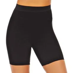Black High-Waist Mid-Thigh Shapewear Shorts For Adults