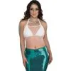 AMSCAN White Beaded Mesh Cropped Halter Top For Adults -Costume Party Decor Store P926338