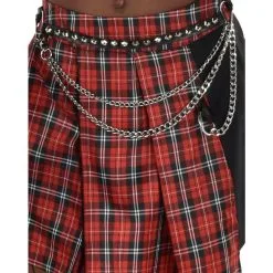 AMSCAN Adult Red Plaid Pleated Skirt With Chain Belt - Punk -Costume Party Decor Store P942097 01