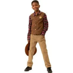 Party City Kids' Brown Sheriff Cowboy Vest -Costume Party Decor Store P942811 02